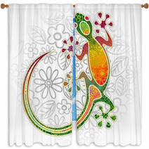 Gecko Floral Tribal Art Window Curtains 61713522