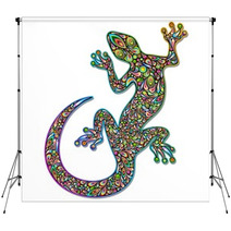 Gecko Geko Lizard Psychedelic Art Design-Geco Psichedelico Backdrops 47799470