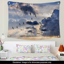 Geese Flying In V-Formation Wall Art 63299297