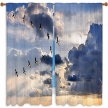 Geese Flying In V-Formation Window Curtains 63299297