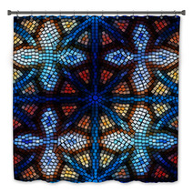 Geometric Mosaic Stained Glass Crosses Bath Decor 70261687
