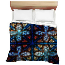 Geometric Mosaic Stained Glass Crosses Bedding 70261687