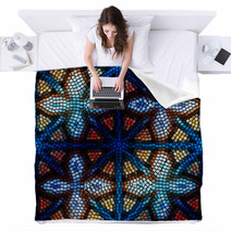 Geometric Mosaic Stained Glass Crosses Blankets 70261687
