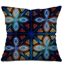 Geometric Mosaic Stained Glass Crosses Pillows 70261687