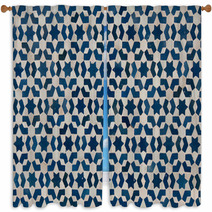 Geometric Stars Moroccan Vintage Tile Print Window Curtains 67956388