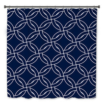 Geometric Woven Circles Seamless Pattern In Blue And White Bath Decor 58964918
