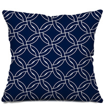 Geometric Woven Circles Seamless Pattern In Blue And White Pillows 58964918