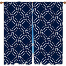 Geometric Woven Circles Seamless Pattern In Blue And White Window Curtains 58964918