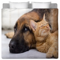 German Shepherd Dog And Cat Together Bedding 58158394