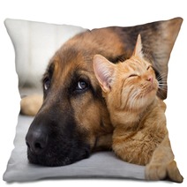 German Shepherd Dog And Cat Together Pillows 58158394