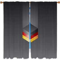 Germany Cube Flag Black Background Vector Window Curtains 61257703