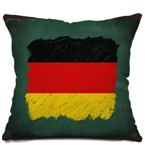 Germany Flag Painted With Chalk On Blackboard Pillows 57851501