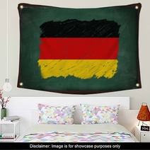 Germany Flag Painted With Chalk On Blackboard Wall Art 57851501