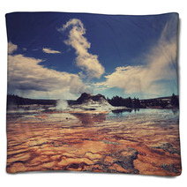 Geyser In Yellowstone Blankets 68719669