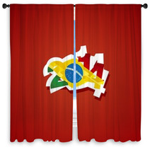 Ghana In Brazil 2014 Vector Window Curtains 65599393