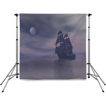 Ghost Boat By Night - 3D Render Backdrops 48963495
