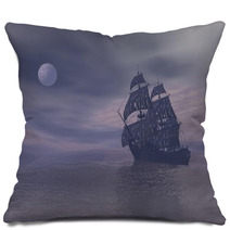 Ghost Boat By Night - 3D Render Pillows 48963495