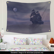Ghost Boat By Night - 3D Render Wall Art 48963495