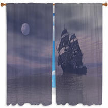Ghost Boat By Night - 3D Render Window Curtains 48963495