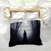 Ghostly Silhouette In Spooky Dark Forest Bedding 124038741