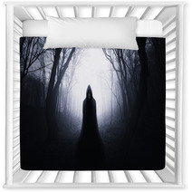 Ghostly Silhouette In Spooky Dark Forest Nursery Decor 124038741