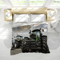 Giant Tractors Set Against A Sunset Sky And Clouds Bedding 67295763