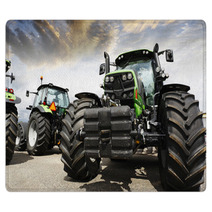 Giant Tractors Set Against A Sunset Sky And Clouds Rugs 67295763