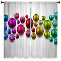 Gift Card With Colorful Christmas Balls Window Curtains 68662953