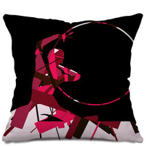 Girl Calisthenics Sport Gymnast Silhouette With Spinning Ring In Abstract Graphic Mosaic Background Illustration Pillows 137977750