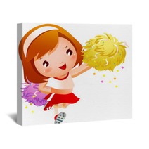 Girl Cheerleader In Uniforms Holding Pom-pom Wall Art 34257370