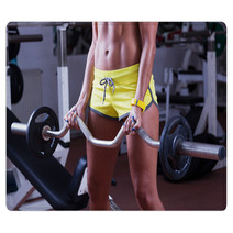 Girl Lifting Weights At Gym Rugs 54406388