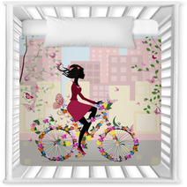 Girl On A Bicycle In The City Nursery Decor 35266365