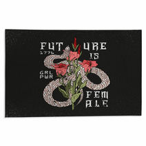 Girl Power Future Is Female Slogan Snake With Rose Rock And Roll Girl Patch Typography Graphic Print Fashion Drawing For T Shirts Vector Stickers Print Patches Vintage Rugs 183795252