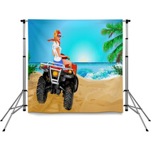 Girl Riding Quad In Africa Backdrops 13064397