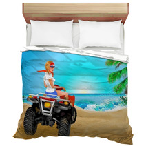 Girl Riding Quad In Africa Bedding 13064397