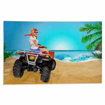 Girl Riding Quad In Africa Rugs 13064397