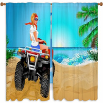 Girl Riding Quad In Africa Window Curtains 13064397