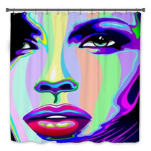 Girl's Portrait Psychedelic Rainbow-Viso Ragazza Psychedelico Bath Decor 47472429