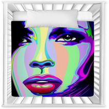 Girl's Portrait Psychedelic Rainbow-Viso Ragazza Psychedelico Nursery Decor 47472429