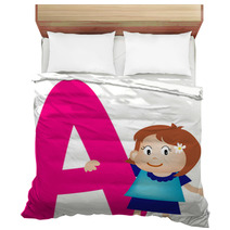 Girl With Alphabet Letter A Bedding 7489831