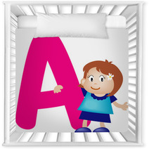 Girl With Alphabet Letter A Nursery Decor 7489831
