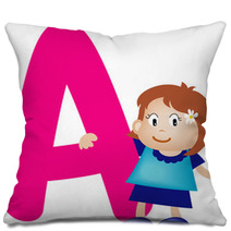 Girl With Alphabet Letter A Pillows 7489831