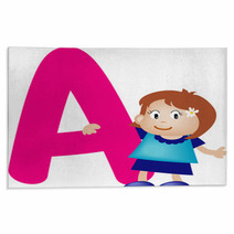 Girl With Alphabet Letter A Rugs 7489831