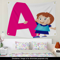 Girl With Alphabet Letter A Wall Art 7489831