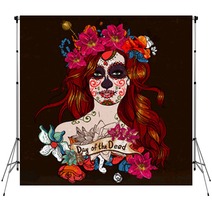 Girl With Sugar Skull Day Of The Dead Backdrops 59840184