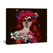 Girl With Sugar Skull Day Of The Dead Wall Art 59840184