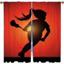 Girls Lacrosse Player Window Curtains 44105879