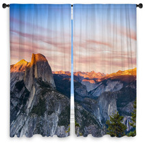 Glacier Point, Yosemite National Park At Sunset, Half Dome Window Curtains 63149445