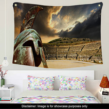 Gladiator Helmet With Ancient Rome Concept Wall Art 43142151