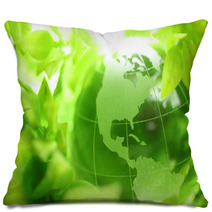 Glass Globe In Leaves Pillows 56098639